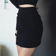 Korean Style Black Irregular Hem Micro Mini Pencil Skirt – Slim Fit Bodycon Party Skirt for Women