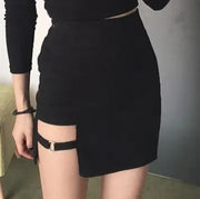 Korean Style Black Irregular Hem Micro Mini Pencil Skirt – Slim Fit Bodycon Party Skirt for Women