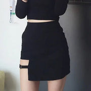 Korean Style Black Irregular Hem Micro Mini Pencil Skirt – Slim Fit Bodycon Party Skirt for Women