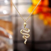 Lady Snake Pendant Necklace | Side Angle | Stylish Party Jewelry