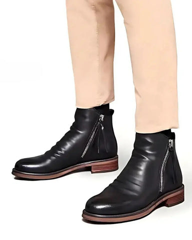 Leonardo™ | Leather Ankle Boots with Side Zipper - Retail Flare
