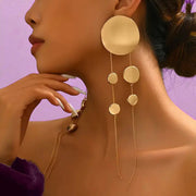 Leopard Print Disc Long Tassel Earrings | Statement Jewelry | Party Wear Earrings