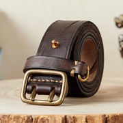 Men's Genuine Leather Pure Cowhide Retro Youth All - matching Jeans Belt