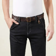 Men's Genuine Leather Pure Cowhide Retro Youth All - matching Jeans Belt