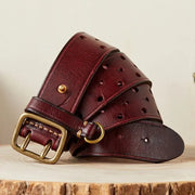 Men's Genuine Leather Pure Cowhide Retro Youth All - matching Jeans Belt