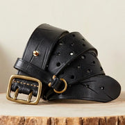 Men's Genuine Leather Pure Cowhide Retro Youth All - matching Jeans Belt