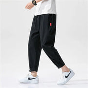 Men's Straight Casual Loose Cotton And Linen Cropped Pants - Retail Flare