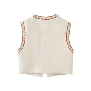 European And American Style Round Neck Embroidered Vest