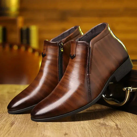 Pierre™ | Chic Leather Boots with Zipper - Retail Flare