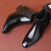 Pointed Toe Chelsea - style Boots For Men Fashion British Style Square Heel Business Formal Leather Shoes