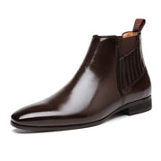 Pointed Toe Chelsea - style Boots For Men Fashion British Style Square Heel Business Formal Leather Shoes
