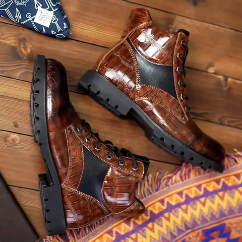 Rendell™ | Leather Croco Boots - Retail Flare