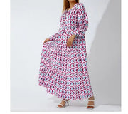 Summer Women's Vintage Printed Bohemian Dress Elegant Ladies Casual Loose V - Neck Short Sleeve Long Dresses