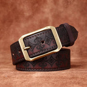 Thick First Layer Cowhide Double - sided Available Carved Genuine Leather Belt