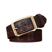 Thick First Layer Cowhide Double - sided Available Carved Genuine Leather Belt