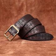 Thick First Layer Cowhide Double - sided Available Carved Genuine Leather Belt