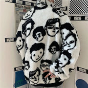 WAKUTA Women's Winter Wool Coat – Cute & Chic Streetwear with Funny Print