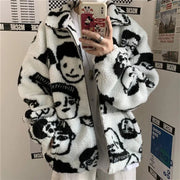 WAKUTA Women's Winter Wool Coat – Cute & Chic Streetwear with Funny Print
