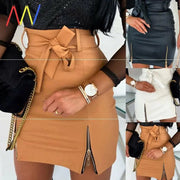 Sexy Women's Bandage PU Leather Mini Skirt – High Waist Bodycon Clubwear