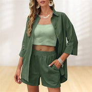 Women's Casual Loose Short Sleeves Shorts Suit