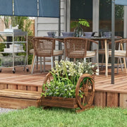 Wooden Wagon Planter Box, 3 - Tier Raised Garden Bed, For Vegetables Flowers Herbs