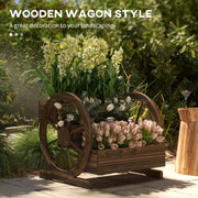 Wooden Wagon Planter Box, 3 - Tier Raised Garden Bed, For Vegetables Flowers Herbs