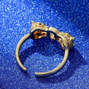 Zircon Panther Head Ring | Golden Variant | Adjustable Statement Piece