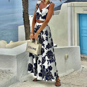 Fashion Printed Suspenders Top And Skirt Two - piece Set