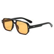 Retro Double Beam Sunnies Leopard Print Eyewear PC Unisex Polarized Sunglasses Square Frame Lightweight Anti-UV Glasses Men