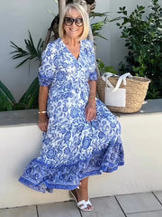 Madeline | Boho Floral V-Neck Dress