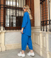 Womens Button Down Lounge Sets Long Sleeve Shirts And 2 Piece Outfit Set Casual Loungewear With Pockets