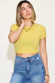 Basic Full Size Ribbed Round Neck Short Sleeve T-Shirt | Retail Flare