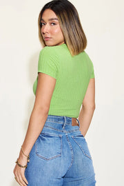Basic Full Size Ribbed Round Neck Short Sleeve T-Shirt | Retail Flare