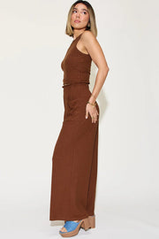 Basic Full Size Ribbed Tank and Wide Leg Pants Set | Retail Flare