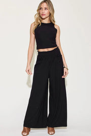 Basic Full Size Ribbed Tank and Wide Leg Pants Set | Retail Flare