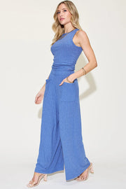 Basic Full Size Ribbed Tank and Wide Leg Pants Set | Retail Flare