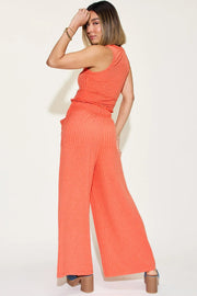 Basic Full Size Ribbed Tank and Wide Leg Pants Set | Retail Flare