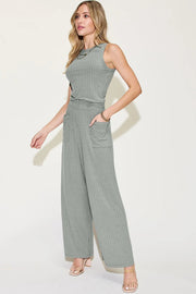 Basic Full Size Ribbed Tank and Wide Leg Pants Set | Retail Flare