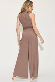 Basic Full Size Ribbed Tank and Wide Leg Pants Set | Retail Flare