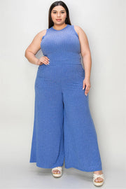 Basic Full Size Ribbed Tank and Wide Leg Pants Set | Retail Flare