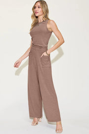 Basic Full Size Ribbed Tank and Wide Leg Pants Set | Retail Flare