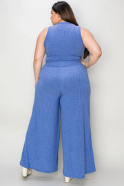Basic Full Size Ribbed Tank and Wide Leg Pants Set | Retail Flare