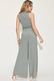 Basic Full Size Ribbed Tank and Wide Leg Pants Set | Retail Flare