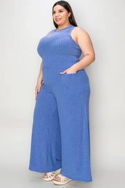 Basic Full Size Ribbed Tank and Wide Leg Pants Set | Retail Flare