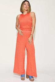 Basic Full Size Ribbed Tank and Wide Leg Pants Set | Retail Flare