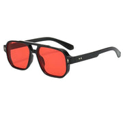 Retro Double Beam Sunnies Leopard Print Eyewear PC Unisex Polarized Sunglasses Square Frame Lightweight Anti-UV Glasses Men