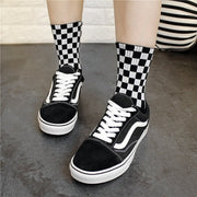 Black and white rhombus square socks women and men cotton socks