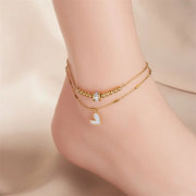 Boho Love Heart Ankle Chain – Double Layer Tassel Bracelet | Retail Flare