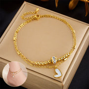 Boho Love Heart Ankle Chain – Double Layer Tassel Bracelet | Retail Flare