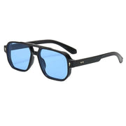 Retro Double Beam Sunnies Leopard Print Eyewear PC Unisex Polarized Sunglasses Square Frame Lightweight Anti-UV Glasses Men
